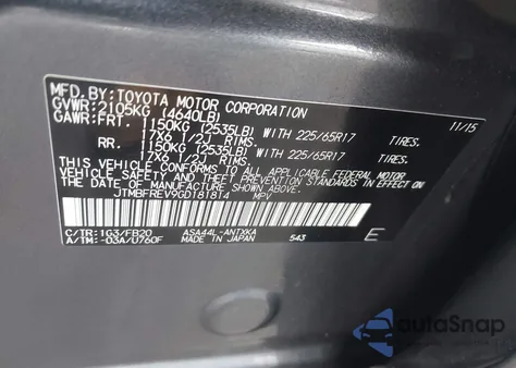 2016 Toyota Rav4 Le из США, поврежденный, VIN JTMBFREV9GD181814